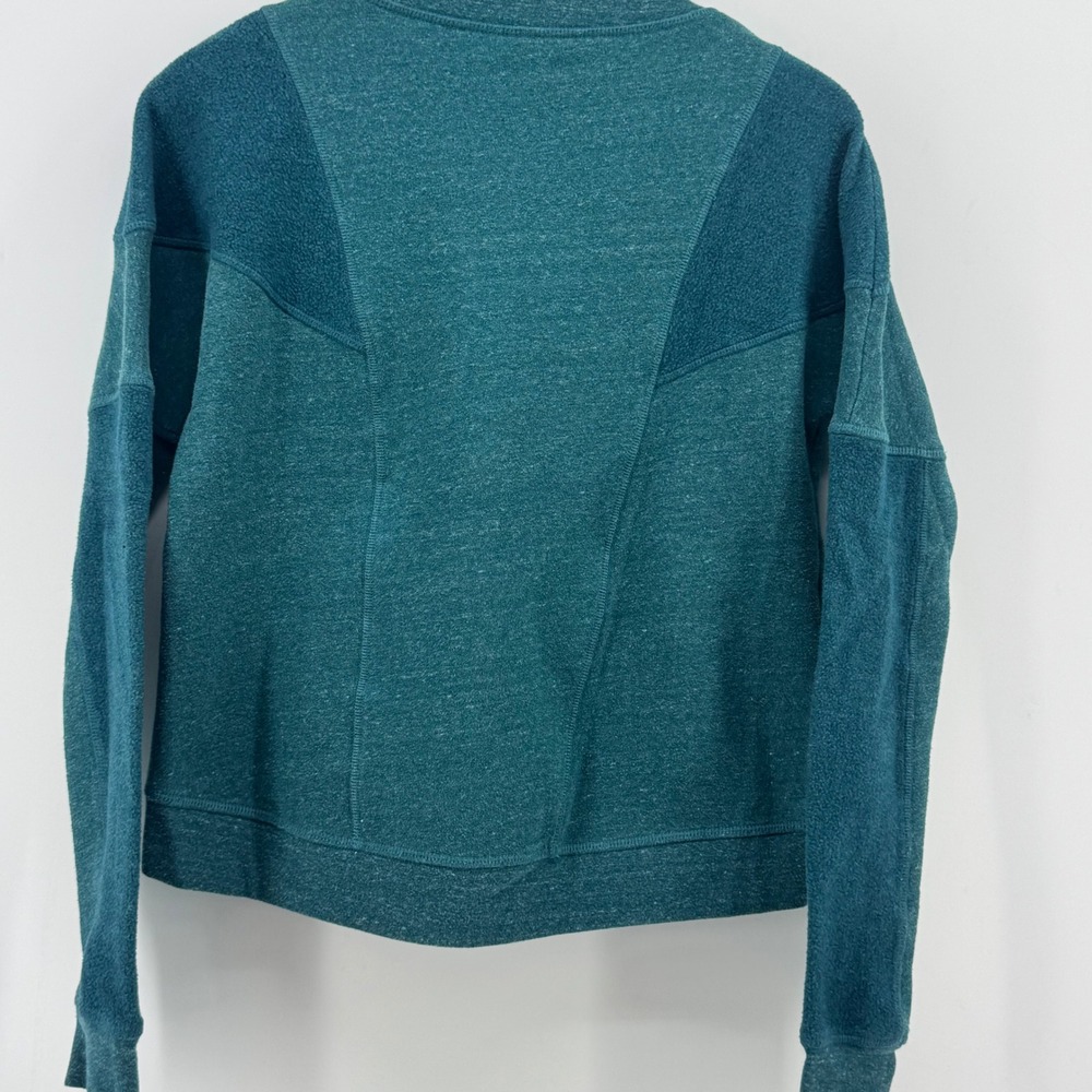 Alo Yoga Womens Teal Heathered Paneled Crewneck Sweatshirt Size S High Low Hem - Picture 4 of 9